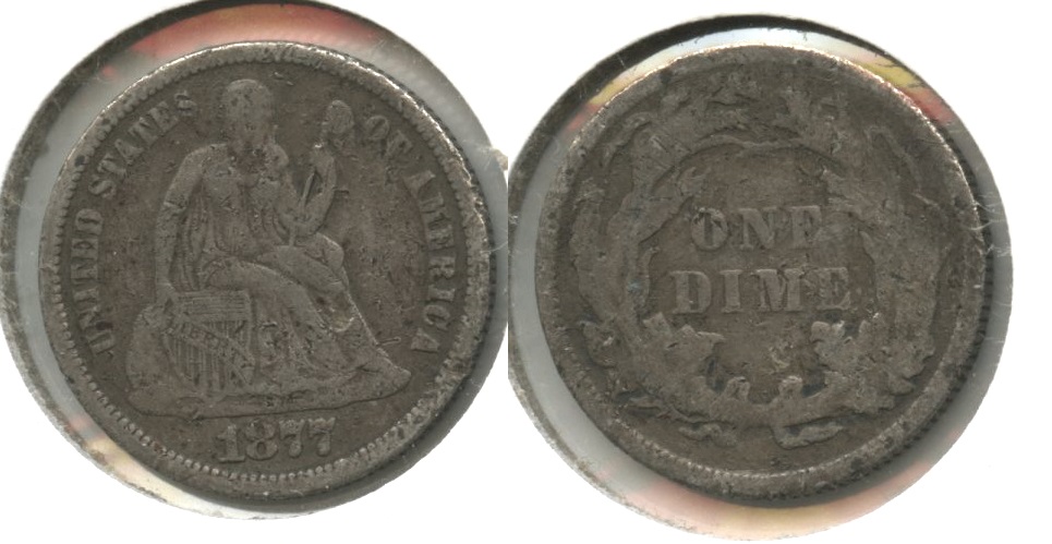 1877 Seated Liberty Dime Fine-12 #e Tiny Marks