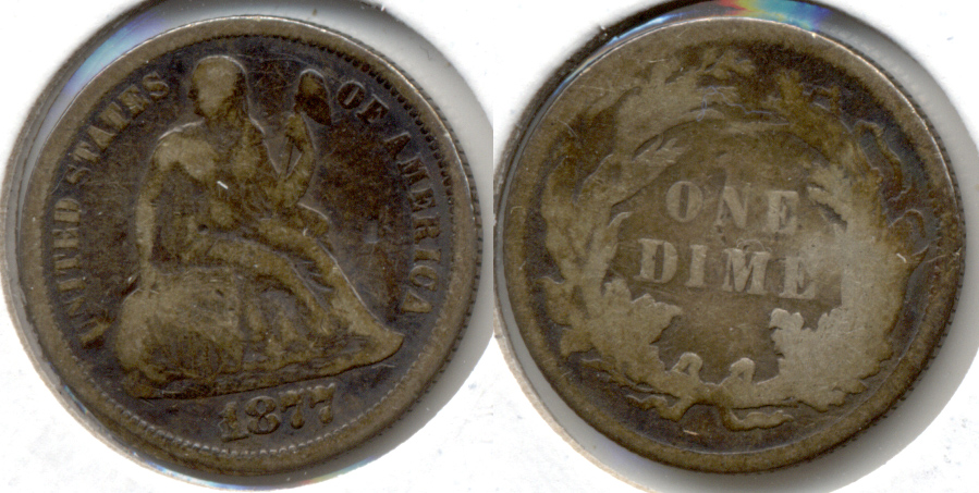 1877 Seated Liberty Dime Good-4 Slight Warp