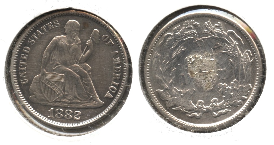 1882 Seated Liberty Dime AU-50 Reverse Solder