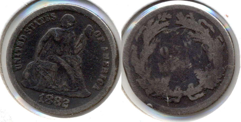 1882 Seated Liberty Dime VG-8 Flat Edge