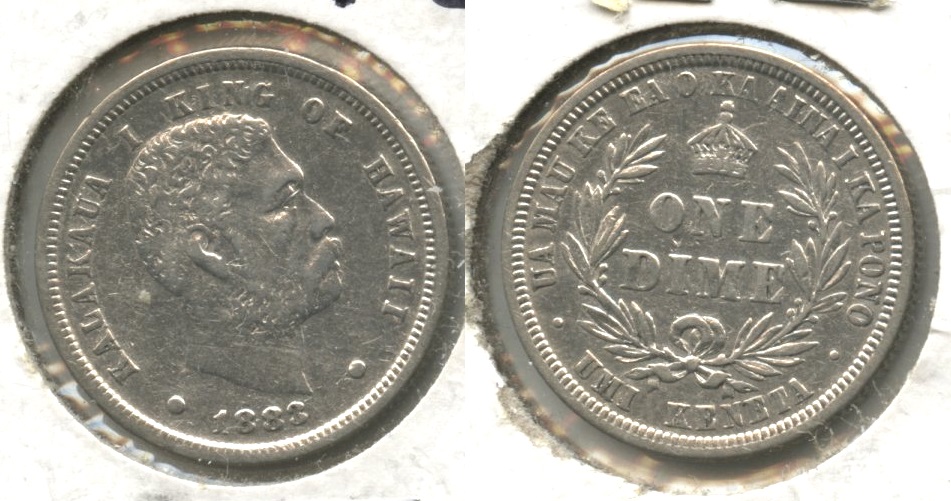 1883 Hawaii Dime VF-20 #b Cleaned