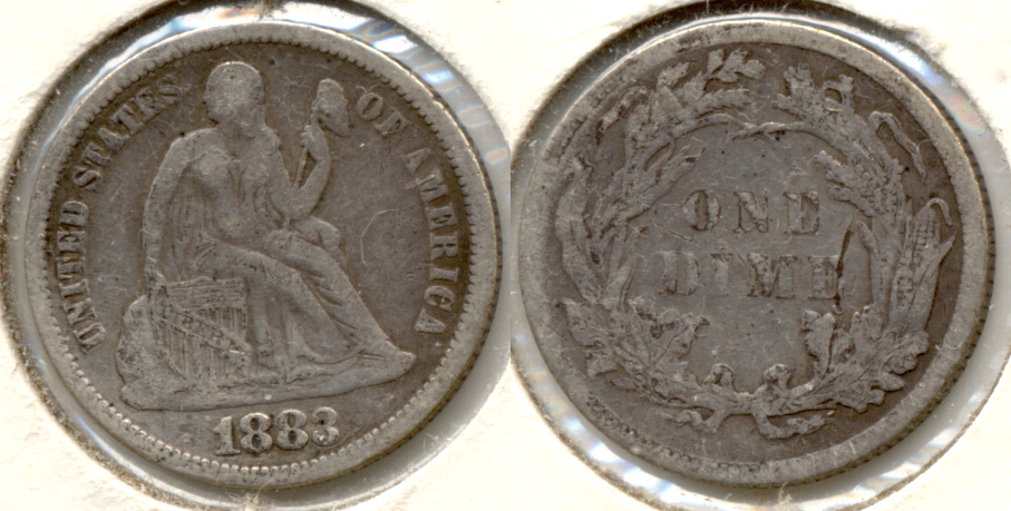 1883 Seated Liberty Dime Fine-12 b Porous