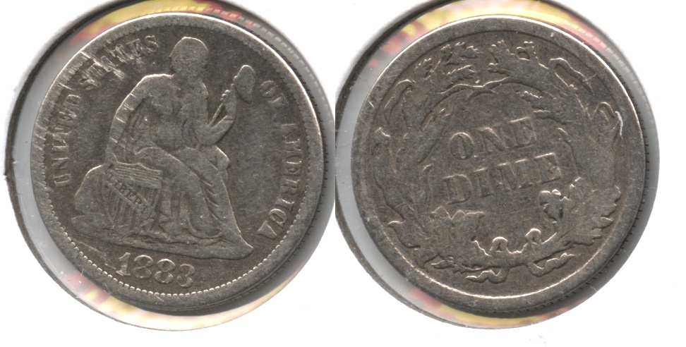 1883 Seated Liberty Dime Fine-12 #c Cleaned