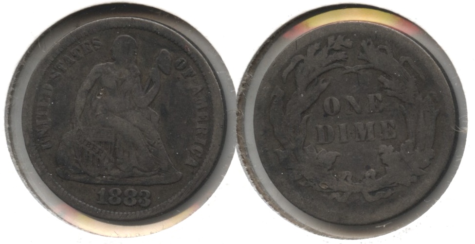 1883 Seated Liberty Dime Fine-12 #d Toned