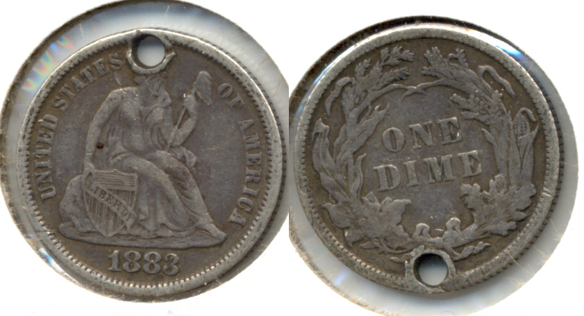 1883 Seated Liberty Dime VF-20 a Holed