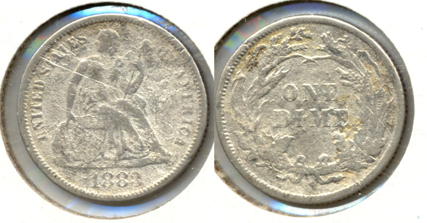 1883 Seated Liberty Dime VG-8 a Acid Treated