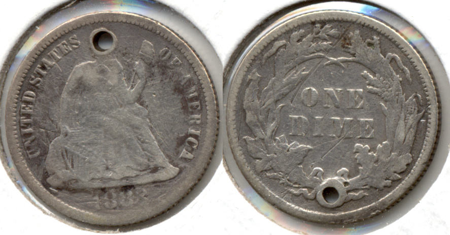 1883 Seated Liberty Dime VG-8 b Holed