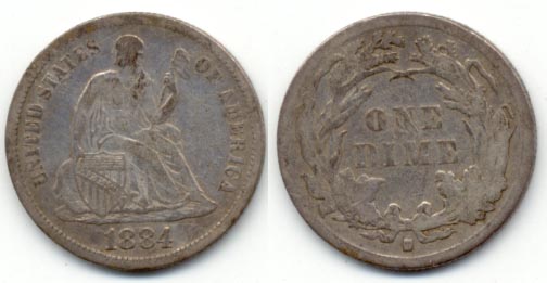 1884-S Seated Liberty Dime Fine-12