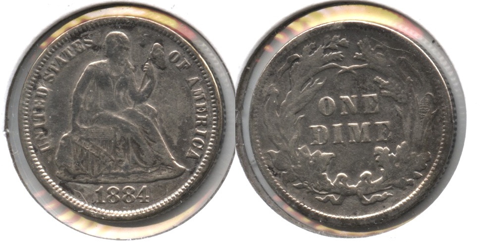 1884 Seated Liberty Dime EF-40 Bit Rough