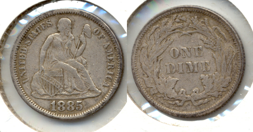 1885 Seated Liberty Dime VF-30