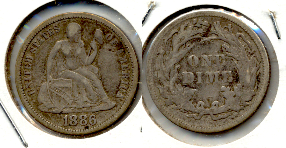 1886 Seated Liberty Dime Fine-12