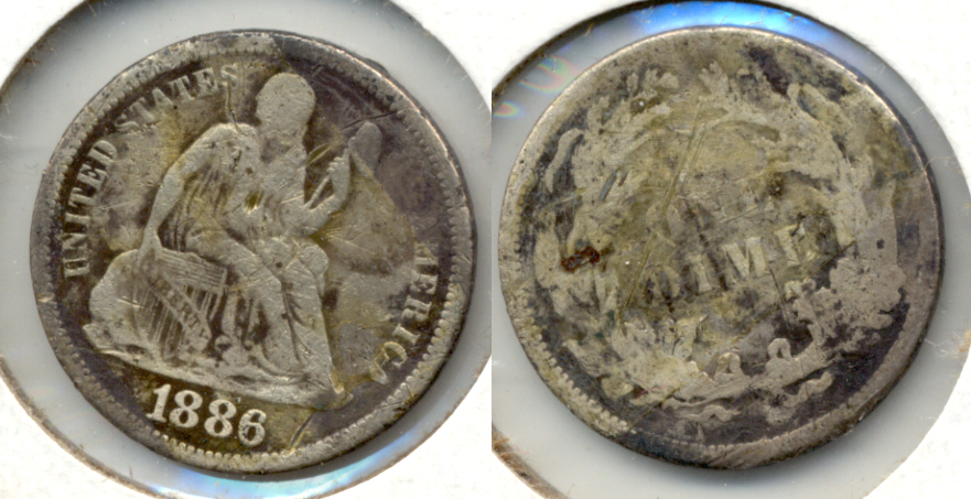 1886 Seated Liberty Dime Fine-12 a Rough