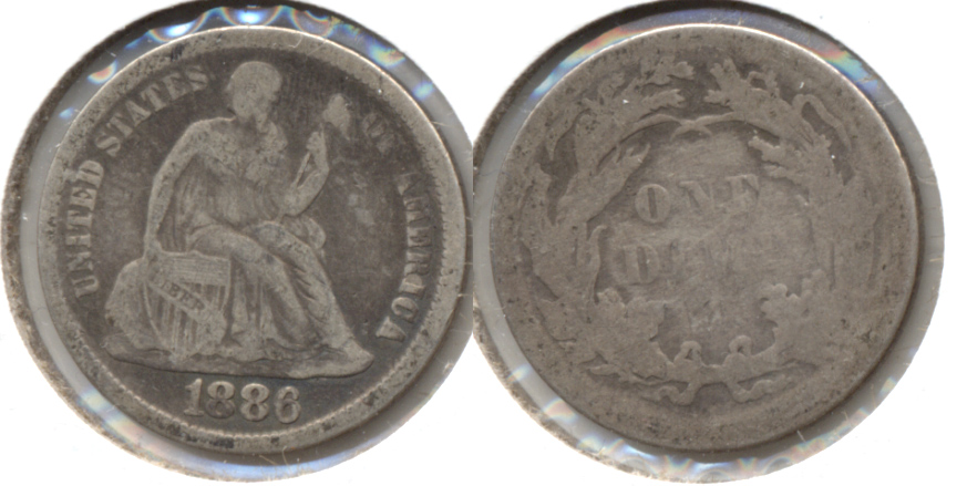 1886 Seated Liberty Dime VG-8 a