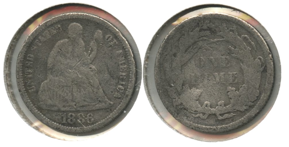 1886 Seated Liberty Dime VG-8 #e Porous