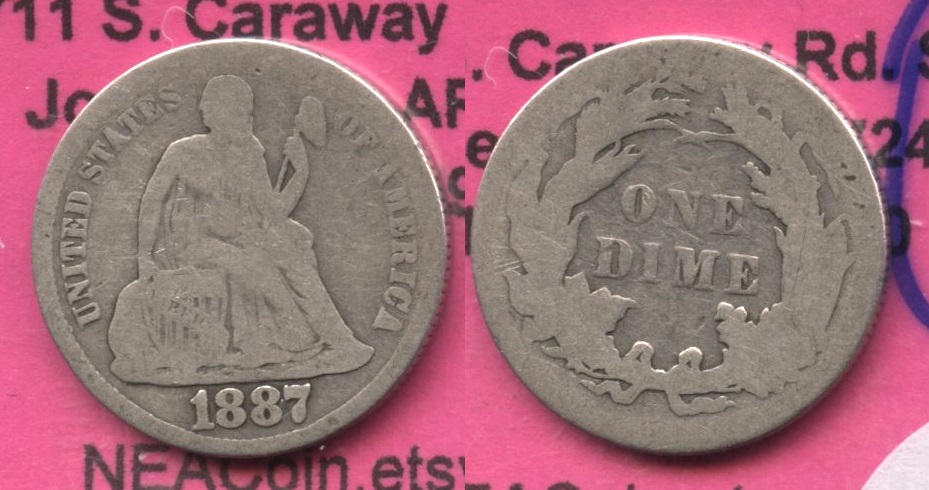 1887 Seated Liberty Dime AG-3 #g