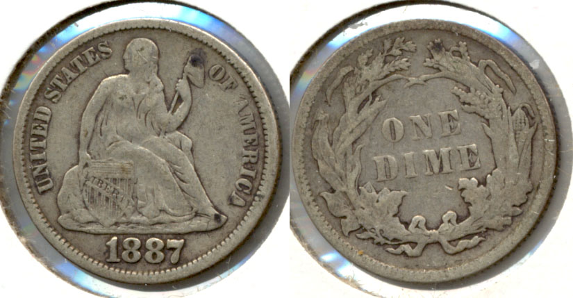 1887 Seated Liberty Dime Fine-12