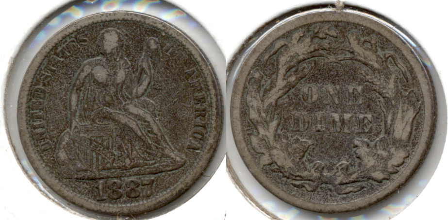 1887 Seated Liberty Dime Fine-12 f