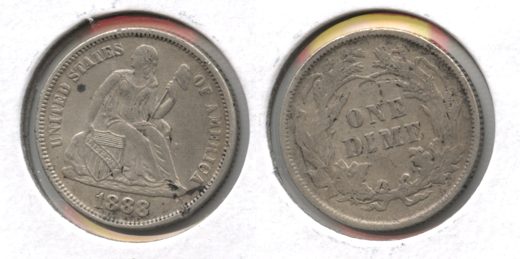 1888 Seated Liberty Dime AU-50 Spots