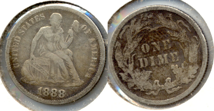1888 Seated Liberty Dime Fine-12 a