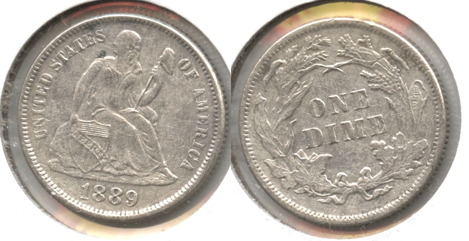 1889 Seated Liberty Dime AU-50 Porous