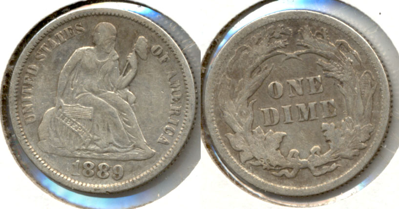 1889 Seated Liberty Dime Fine-15