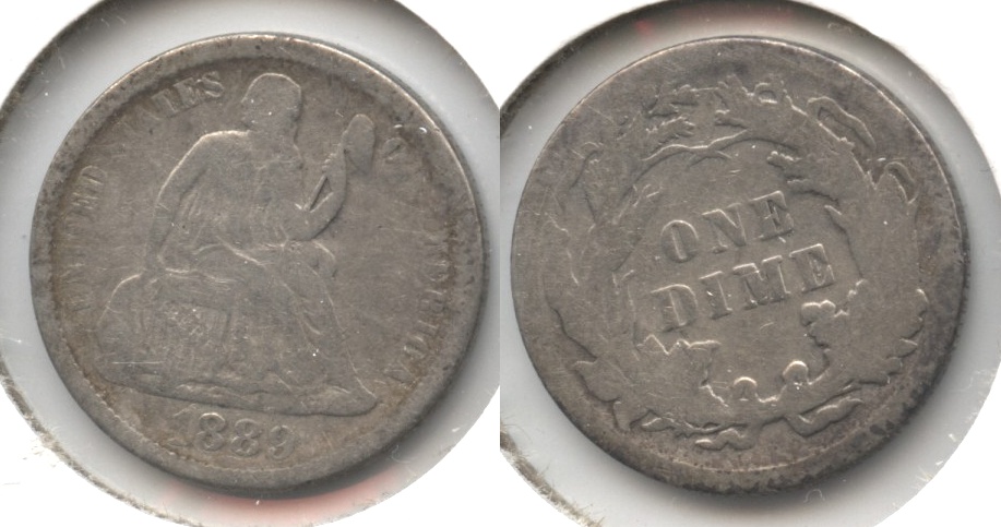 1889 Seated Liberty Dime VG-8 Old Cleaning