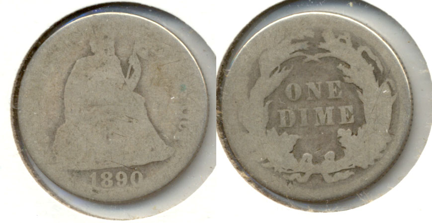 1890 Seated Liberty Dime AG-3 a