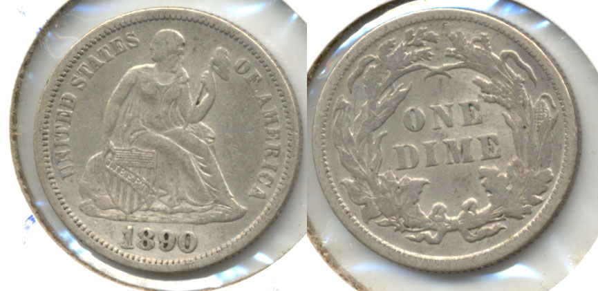 1890 Seated Liberty Dime EF-40 Cleaned