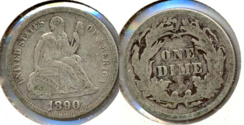 1890 Seated Liberty Dime Fine-12 a