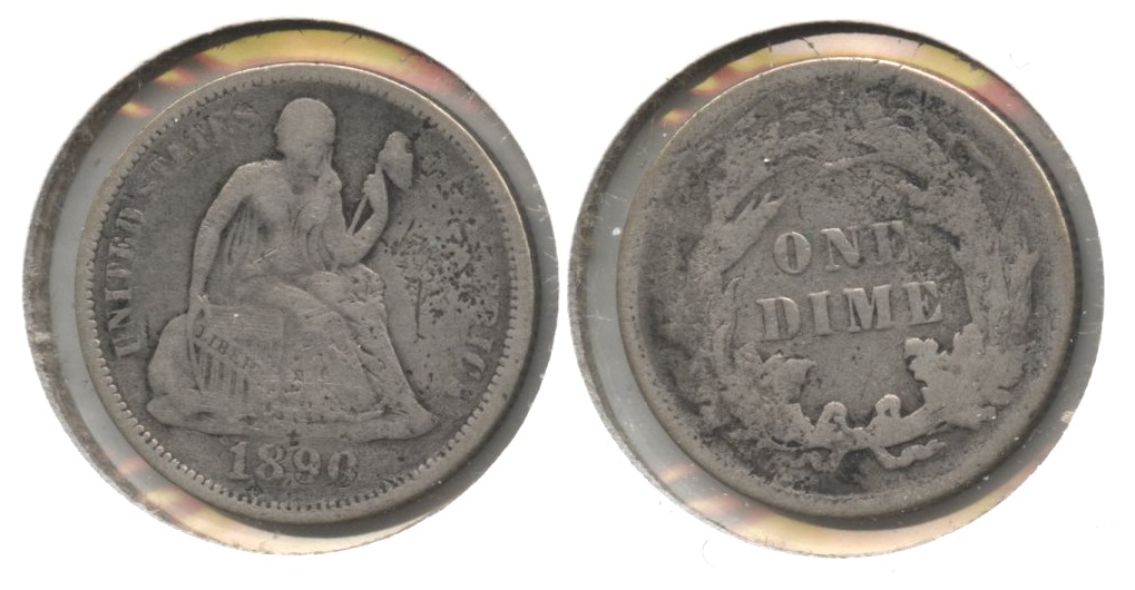 1890 Seated Liberty Dime Fine-12 #f Pitted