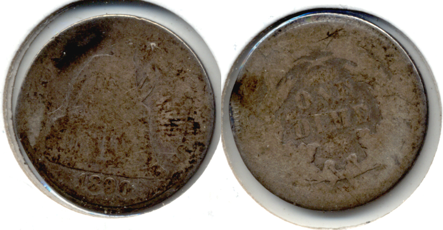 1890 Seated Liberty Dime Fair-2 Edge Bump