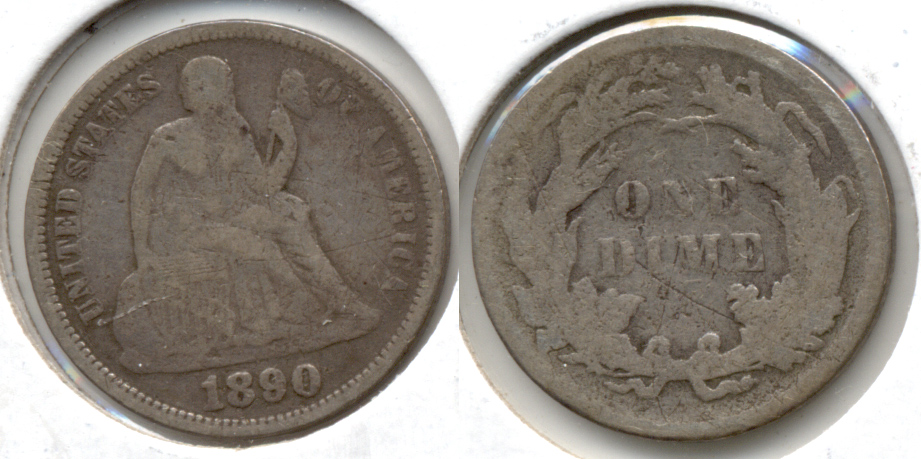 1890 Seated Liberty Dime VG-8 c Rough