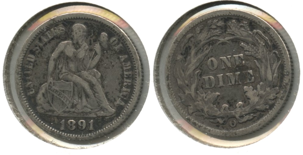 1891-O Seated Liberty Dime Fine-12 #b