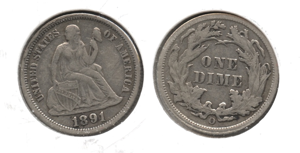 1891-O Seated Liberty Dime VF-20 #b