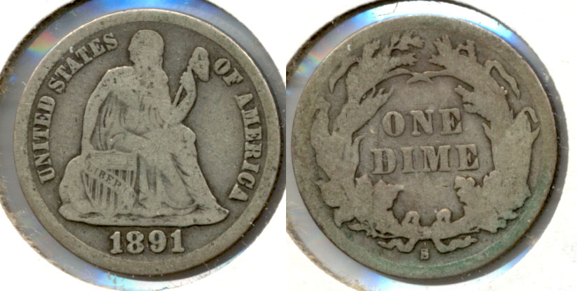 1891-S Seated Liberty Dime VG-8