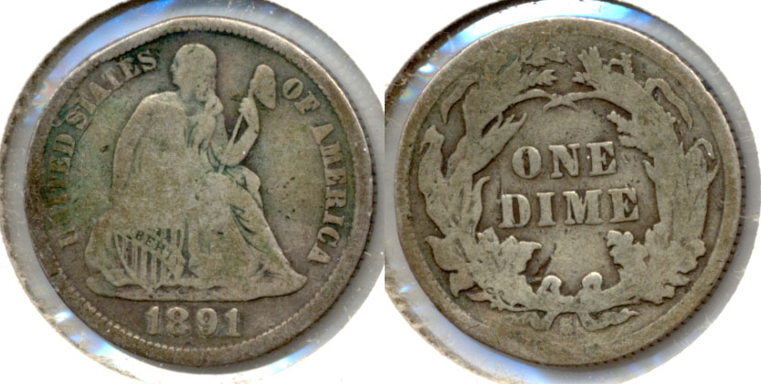 1891-S Seated Liberty Dime VG-8 a