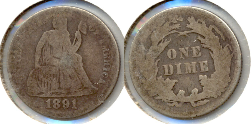 1891 Seated Liberty Dime AG-3