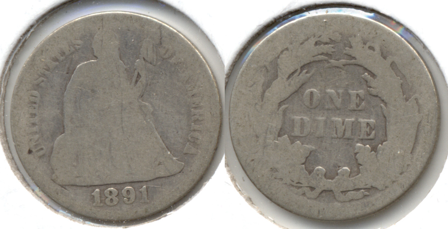 1891 Seated Liberty Dime AG-3 h