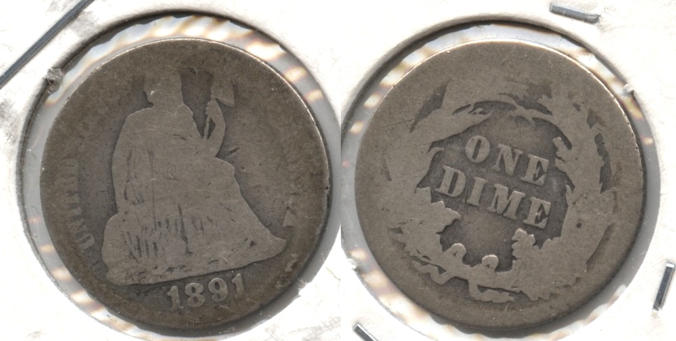1891 Seated Liberty Dime AG-3 #m