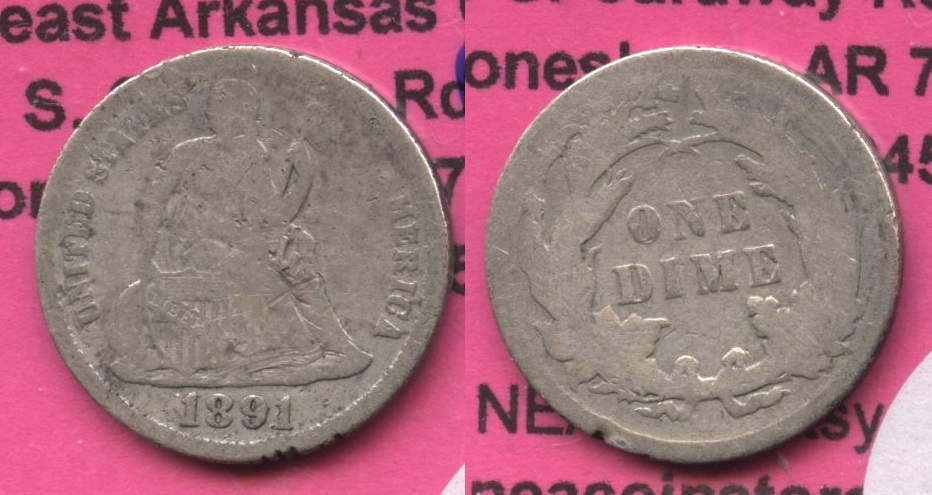 1891 Seated Liberty Dime AG-3 #r