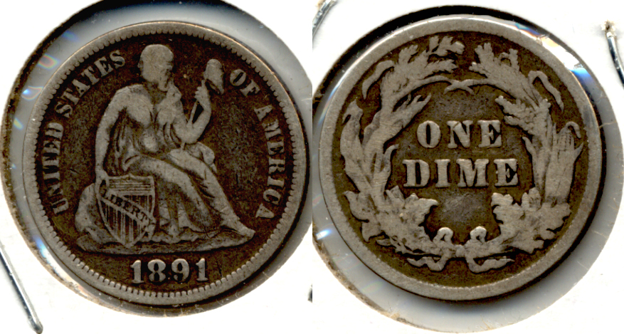 1891 Seated Liberty Dime Fine-12 a