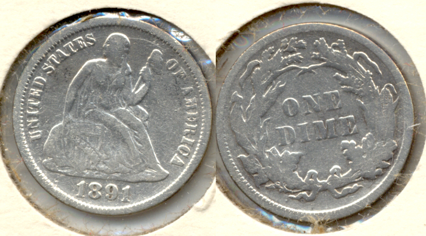1891 Seated Liberty Dime Fine-12 b Cleaned