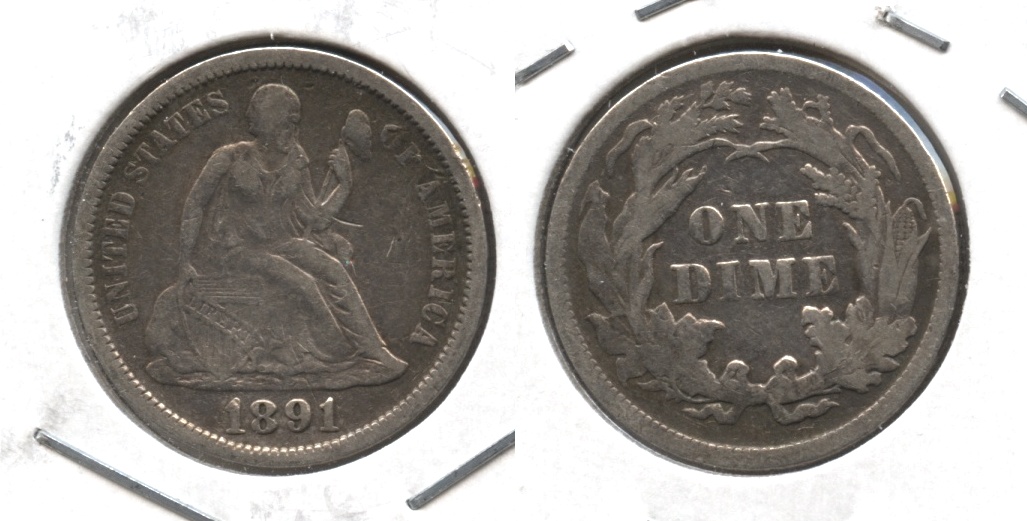 1891 Seated Liberty Dime Fine-12 #i