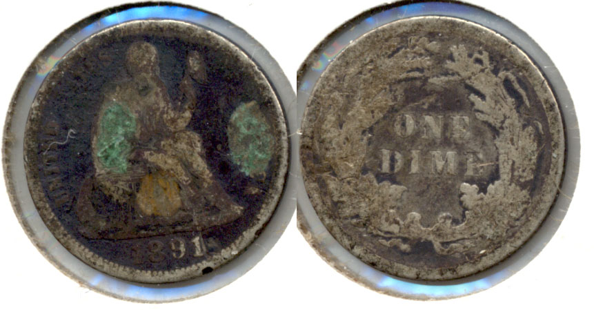 1891 Seated Liberty Dime Good-4 Dark a