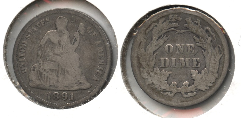 1891 Seated Liberty Dime VG-8 #i Slight Bend