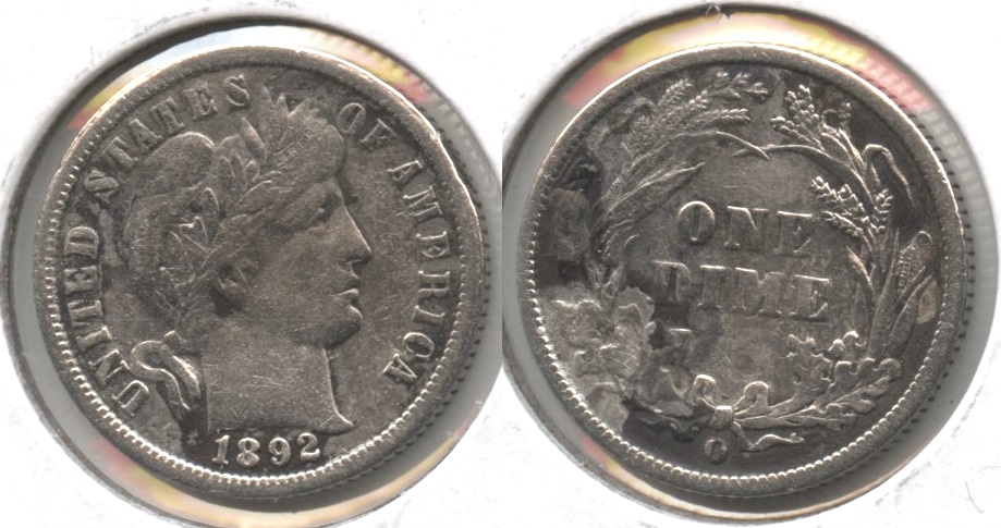 1892-O Barber Dime Fine-12 #c Porous