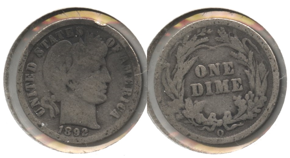 1892-O Barber Dime Good-4 #n Rim Bump