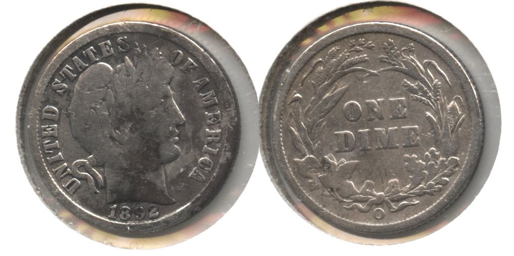 1892-O Barber Dime Good-6 Ugly Tone