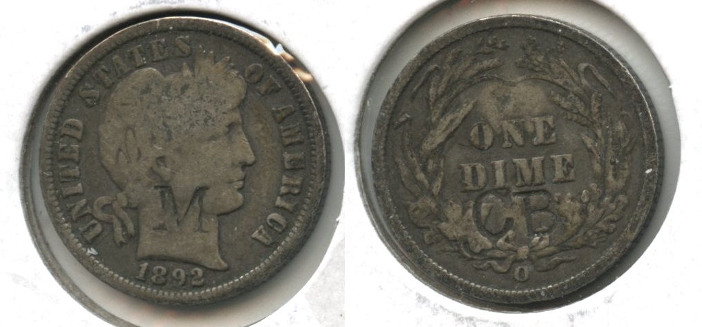 1892-O Barber Dime Good-6 #a Counterstamp