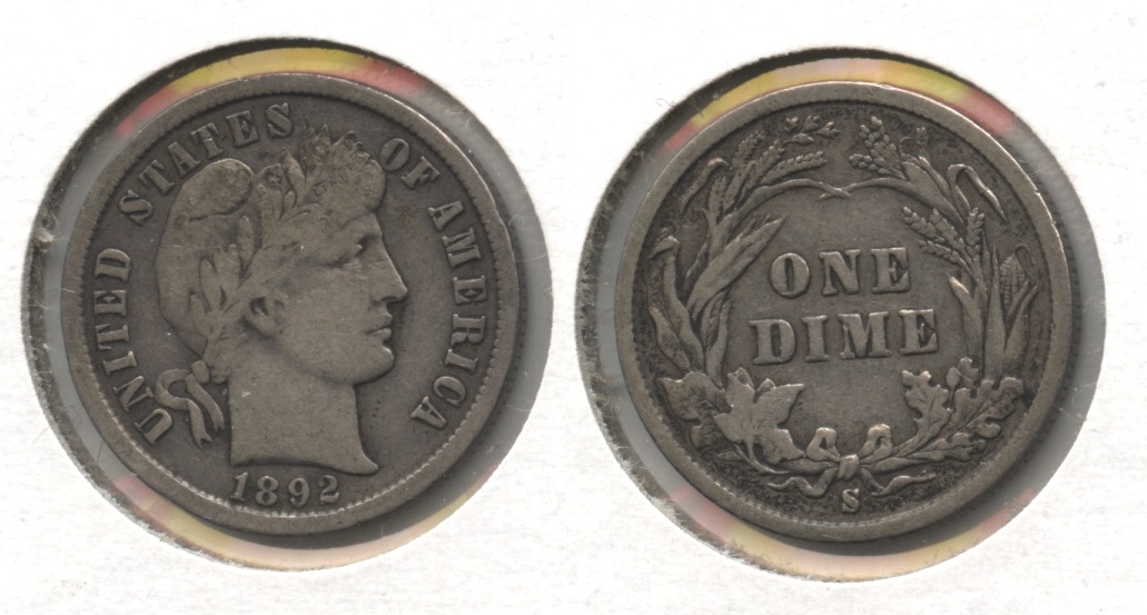 1892-S Barber Dime Fine-12